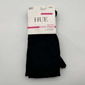 HUE‎ Tights Womens Size 5 Black Super Opaque Control Top Perfit Technology 90